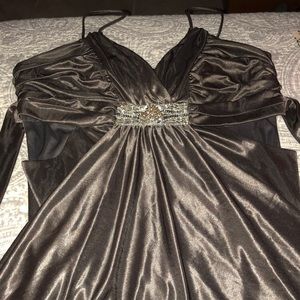 Gray soft sexy short dress with side cutouts